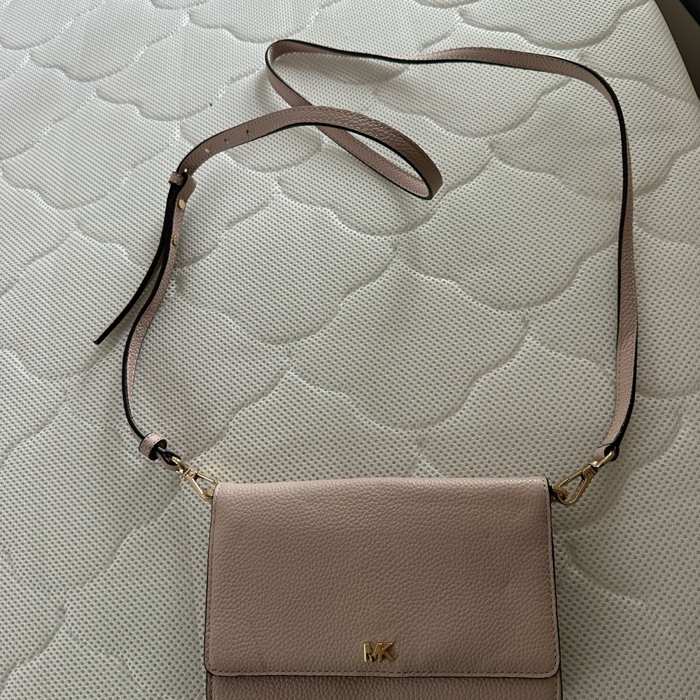 Michael Kors Blush Leather Crossbody with Gold Hardware